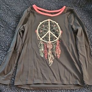 Gray Long Sleeve Shirt with Dreamcatcher Design